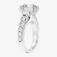 (F / Vs2) Womens 4 CT. T.W. Lab Grown White Diamond 14K Gold Round Side Stone Engagement Ring
