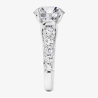 (F / Vs2) Womens 4 CT. T.W. Lab Grown White Diamond 14K Gold Round Side Stone Engagement Ring