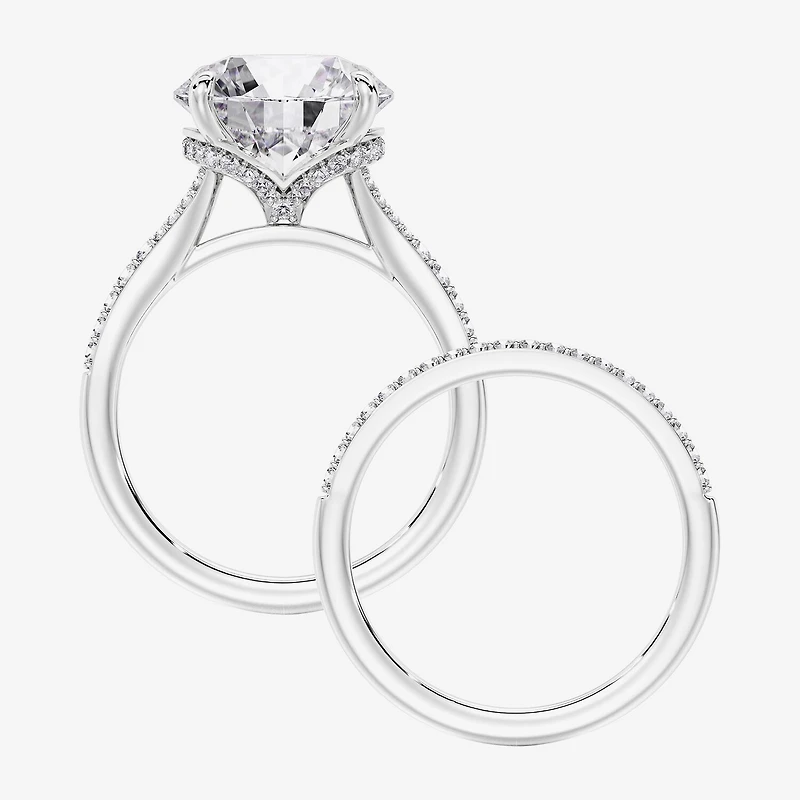 Signature By Modern Bride (F / Vs2) Womens 5 1/2 CT. T.W. Lab Grown White Diamond 10K Gold Round Side Stone Bridal Set