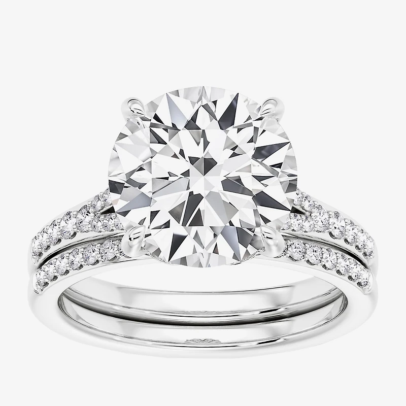 Signature By Modern Bride (F / Vs2) Womens 5 1/2 CT. T.W. Lab Grown White Diamond 10K Gold Round Side Stone Bridal Set