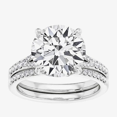 Signature By Modern Bride (F / Vs2) Womens 5 1/2 CT. T.W. Lab Grown White Diamond 10K Gold Round Side Stone Bridal Set