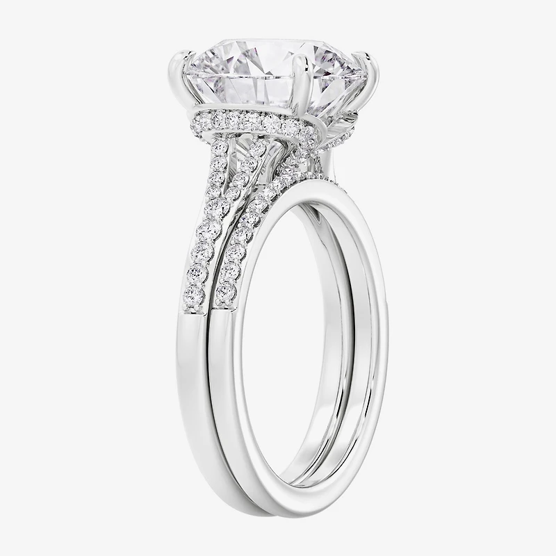 Signature By Modern Bride (F / Vs2) Womens 5 1/2 CT. T.W. Lab Grown White Diamond 10K Gold Round Side Stone Bridal Set
