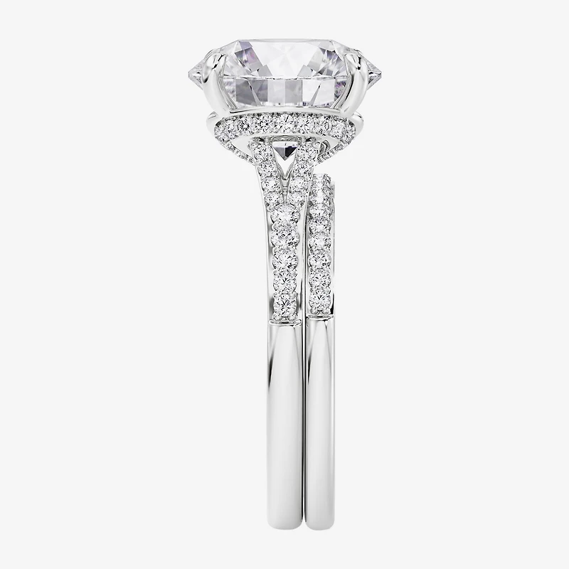 Signature By Modern Bride (F / Vs2) Womens 5 1/2 CT. T.W. Lab Grown White Diamond 10K Gold Round Side Stone Bridal Set