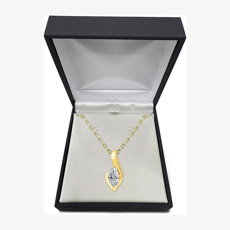 ( F/SI1 ) 3/8 CT. T.W. Lab-Grown Diamond 14K Gold Over Silver 18 Inch Marquise Pendant Necklace