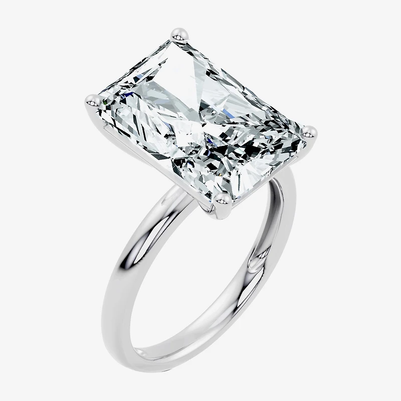 (F/Vs2) Womens 10 Ct. Lab Grown White Diamond 14K Gold Rectangular Solitaire Engagement Ring