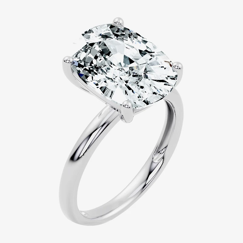 F / Vs2) Womens 5 CT. T.W. Lab Grown White Diamond 14K Gold Cushion Engagement Ring