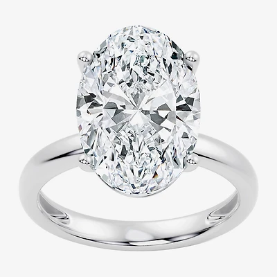 (F/Vs2) Womens 10 Ct. Lab Grown White Diamond 14K Gold Oval Solitaire Engagement Ring