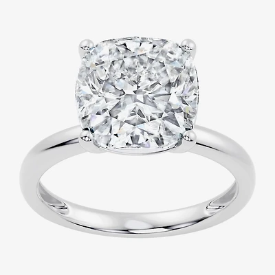 (F / Vs2) Womens 5 CT. T.W. Lab Grown White Diamond 14K Gold Cushion Engagement Ring