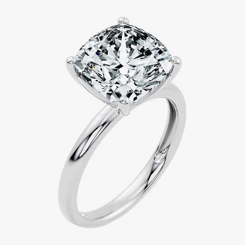 (F / Vs2) Womens 5 CT. T.W. Lab Grown White Diamond 14K Gold Cushion Engagement Ring