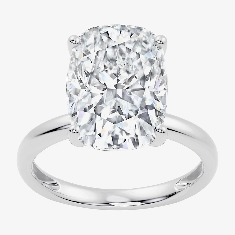 (F / Vs2) Womens 6 Ct. Lab Grown White Diamond 14K Gold Cushion Solitaire Engagement Ring