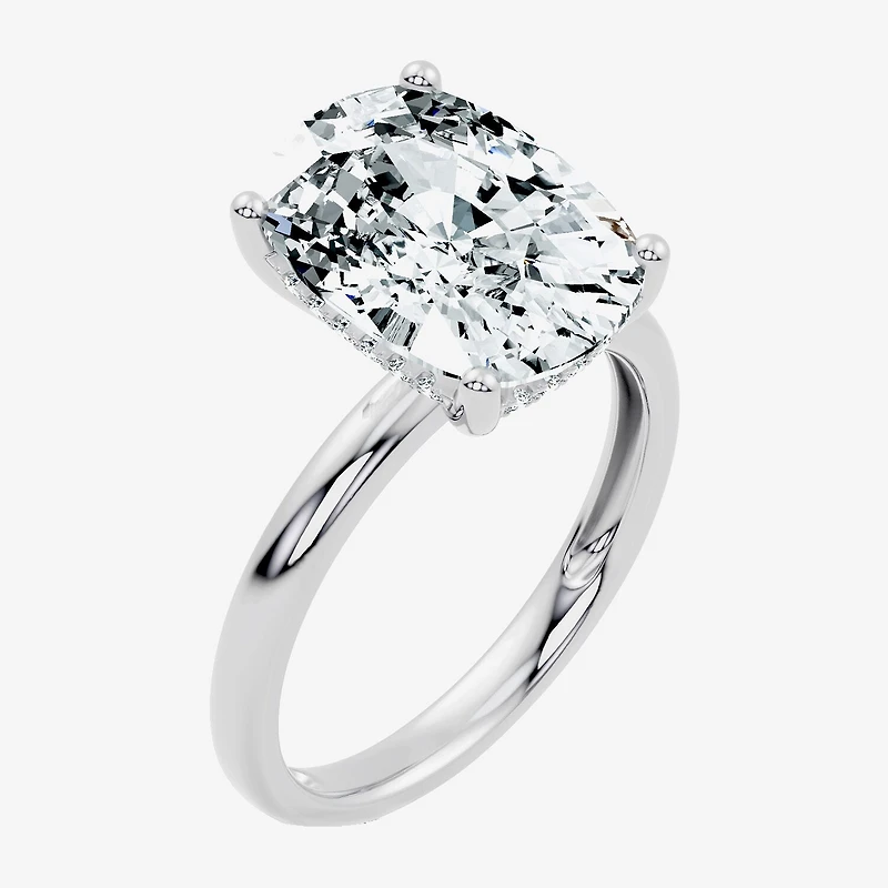 Signature By Modern Bride (F / Vs2) Womens 1/10 Ct. T.W. Lab Grown White Diamond 14K Gold Cushion Engagement Ring