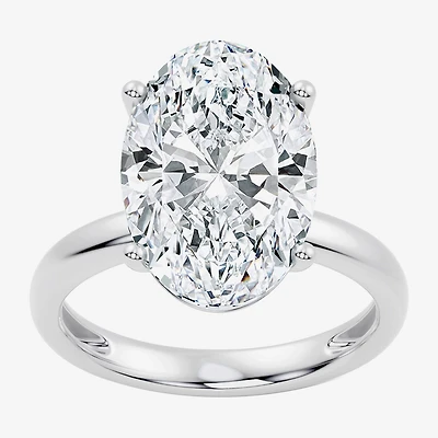 (F/Vs2) Womens 8 Ct. Lab Grown White Diamond 14K Gold Oval Solitaire Engagement Ring
