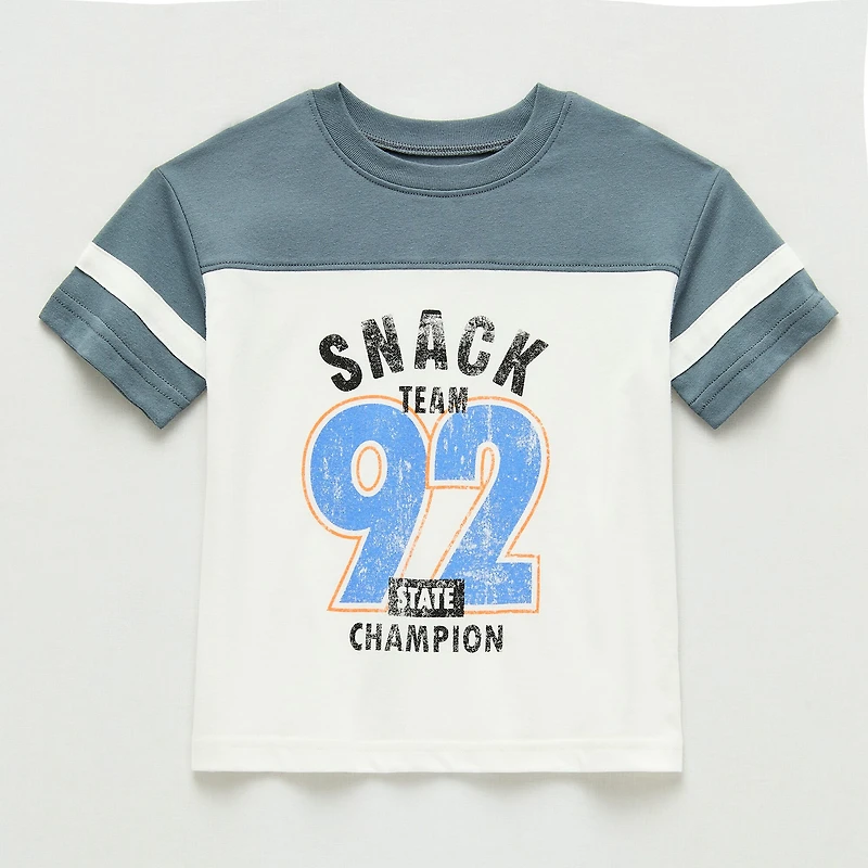 Okie Dokie Toddler & Little Boys Round Neck Short Sleeve Relaxed Fit Graphic T-Shirt
