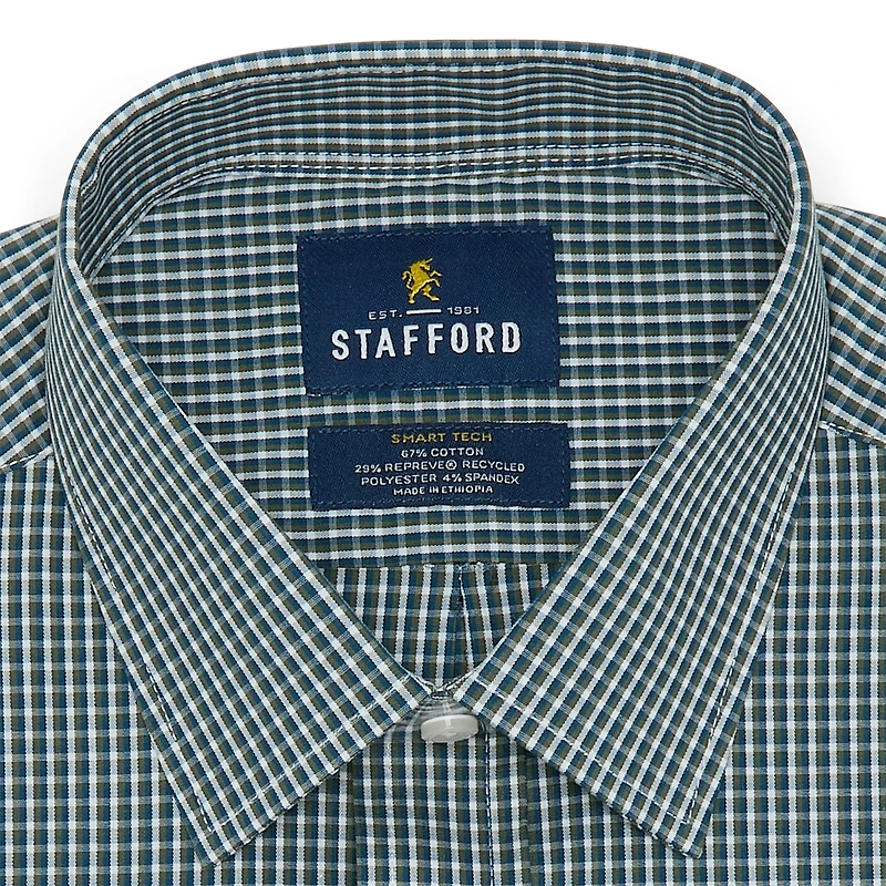 Stafford Smart Tech Mens Classic Fit Stretch Fabric Wrinkle Free Long Sleeve Dress Shirt