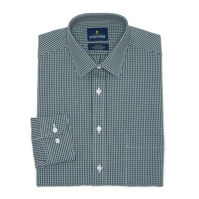 Stafford Smart Tech Mens Classic Fit Stretch Fabric Wrinkle Free Long Sleeve Dress Shirt