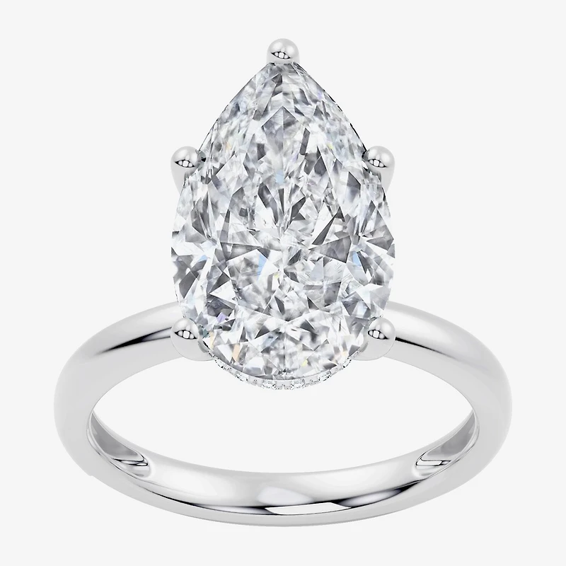 Signature By Modern Bride (F / Vs2) Womens 1/10 Ct. T.W. Lab Grown White Diamond 14K Gold Pear Engagement Ring