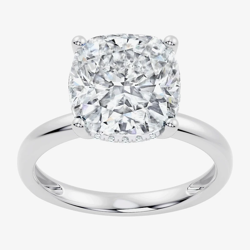 Signature By Modern Bride (F / Vs2) Womens 1/10 Ct. T.W. Lab Grown White Diamond 14K Gold Cushion Engagement Ring