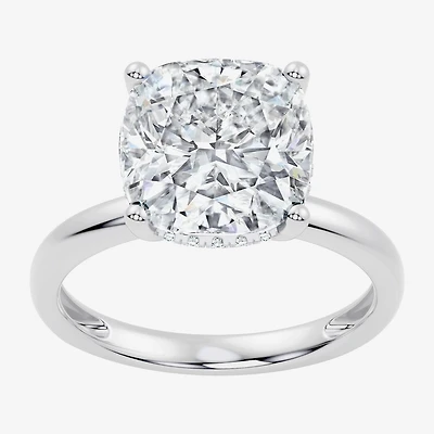 Signature By Modern Bride (F / Vs2) Womens 1/10 Ct. T.W. Lab Grown White Diamond 14K Gold Cushion Engagement Ring