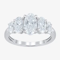 (F / Vs2) Womens 2 CT. T.W. Lab Grown White Diamond 10K Gold Oval 5-Stone Engagement Ring