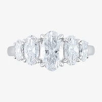 (F / Vs2) Womens 2 CT. T.W. Lab Grown White Diamond 10K Gold Oval 5-Stone Engagement Ring