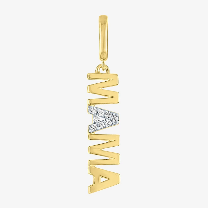 Charmed by Diamond Addiction Accent Mama (G-H / Si2- I1) White 14K Gold Over Silver Charm