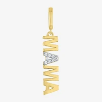 Charmed by Diamond Addiction Accent Mama (G-H / Si2- I1) White 14K Gold Over Silver Charm
