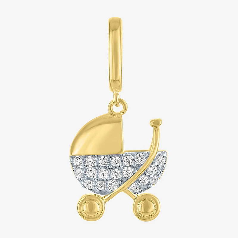 Charmed by Diamond Addiction 1/10 CT. T.W. Stroller (G-H / Si2- I1) White 14K Gold Over Silver Charm