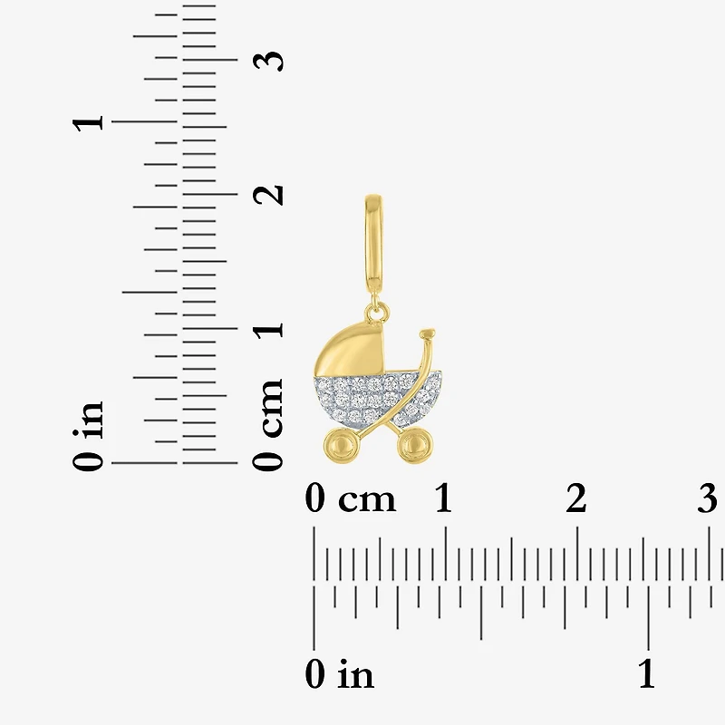 Charmed by Diamond Addiction 1/10 CT. T.W. Stroller (G-H / Si2- I1) White 14K Gold Over Silver Charm