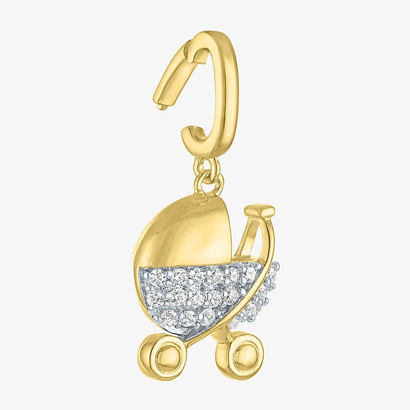 Charmed by Diamond Addiction 1/10 CT. T.W. Stroller (G-H / Si2- I1) White 14K Gold Over Silver Charm