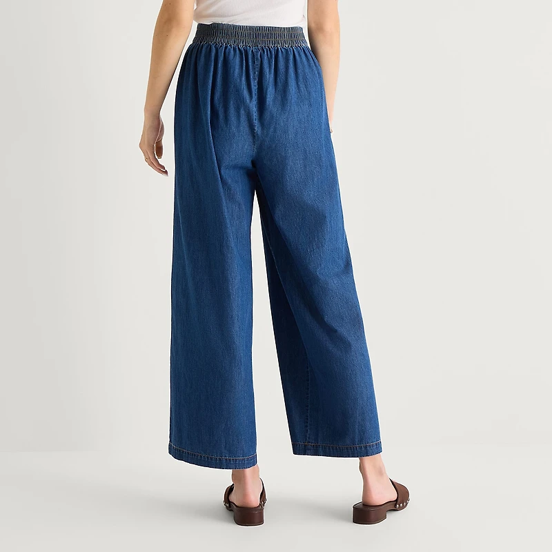 by&by Womens Juniors Wide Leg Mid Rise Trouser