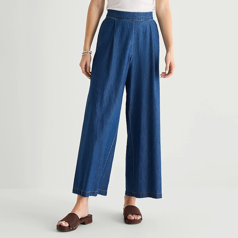 by&by Womens Juniors Wide Leg Mid Rise Trouser