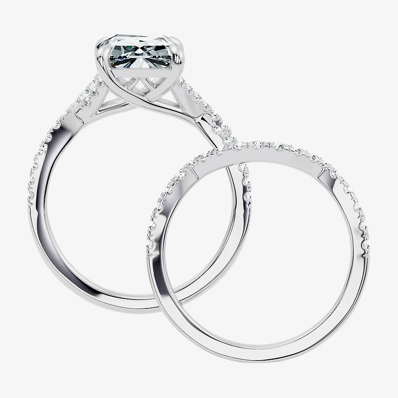 Signature By Modern Bride (F-G / Vs2-Si1) Womens 3 1/2 CT. T.W Lab Grown White Diamond 10K Gold Rectangular Side Stone Bridal Set