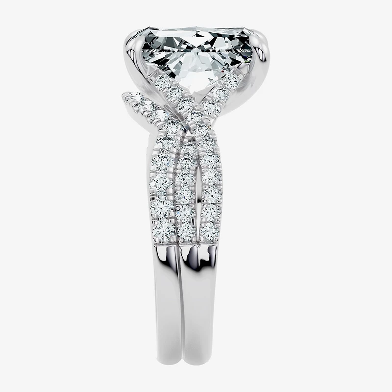 Signature By Modern Bride (F-G / Vs2-Si1) Womens 3 1/2 CT. T.W Lab Grown White Diamond 10K Gold Rectangular Side Stone Bridal Set