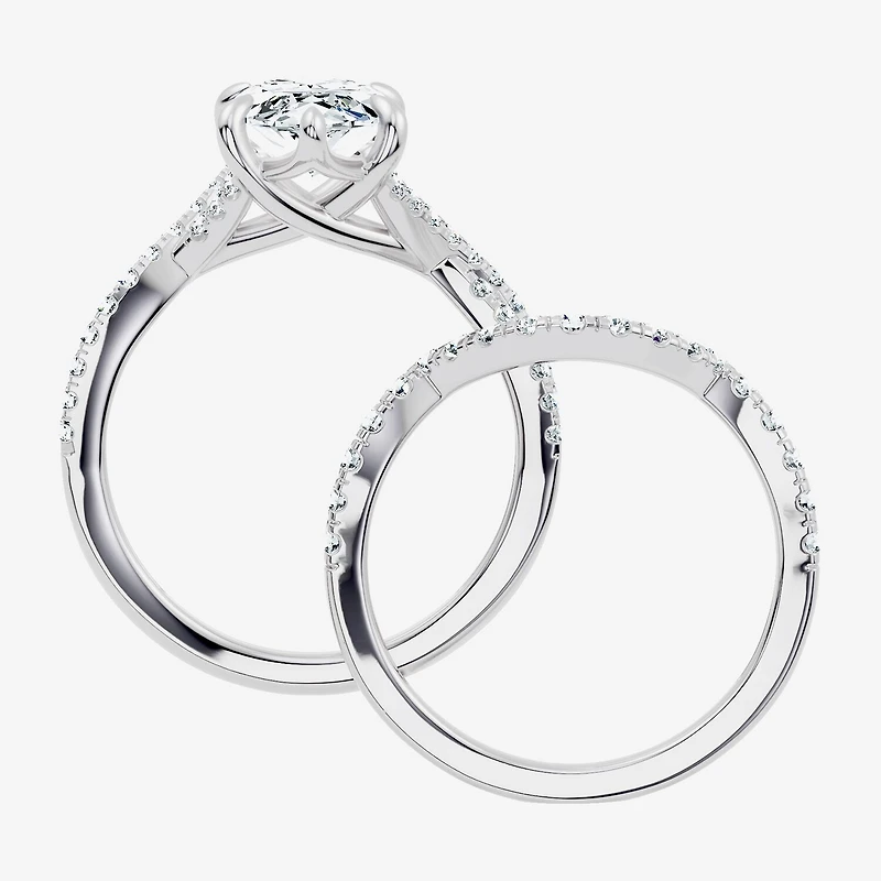 Signature By Modern Bride (F-G / Vs2-Si1) Womens 3 1/2 CT. T.W Lab Grown White Diamond 10K Gold Marquise Side Stone Bridal Set