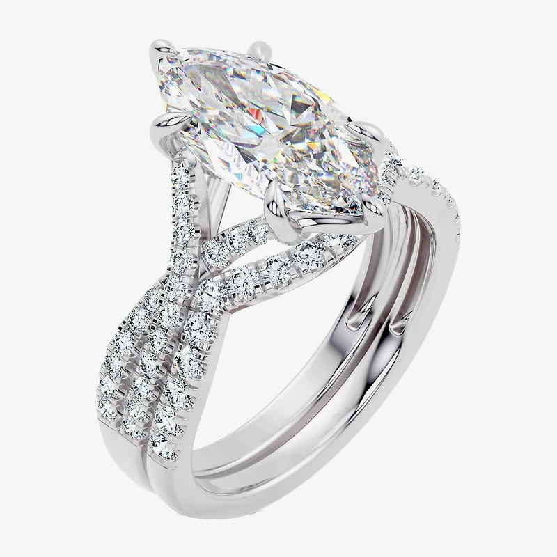 Signature By Modern Bride (F-G / Vs2-Si1) Womens 3 1/2 CT. T.W Lab Grown White Diamond 10K Gold Marquise Side Stone Bridal Set