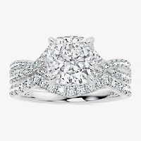 Signature By Modern Bride (F-G / Vs2-Si1) Womens 3 1/2 CT. T.W Lab Grown White Diamond 10K Gold Cushion Side Stone Bridal Set