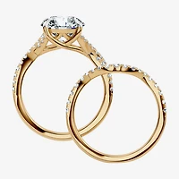 Signature By Modern Bride (F-G / Vs2-Si1) Womens 3 1/2 CT. T.W Lab Grown White Diamond 10K Gold Round Side Stone Bridal Set