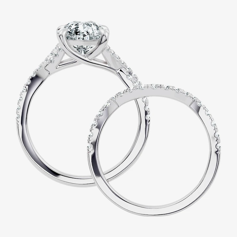 Signature By Modern Bride (F-G / Vs2-Si1) Womens 3 1/2 CT. T.W Lab Grown White Diamond 10K Gold Pear Side Stone Bridal Set