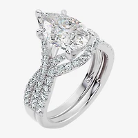 Signature By Modern Bride (F-G / Vs2-Si1) Womens 3 1/2 CT. T.W Lab Grown White Diamond 10K Gold Pear Side Stone Bridal Set