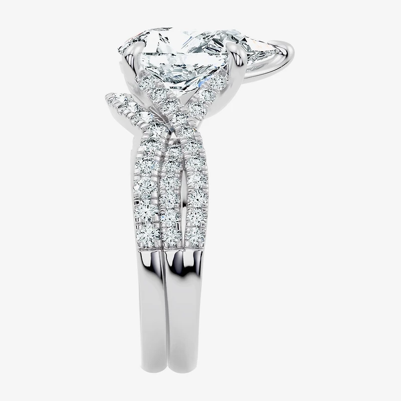 Signature By Modern Bride (F-G / Vs2-Si1) Womens 3 1/2 CT. T.W Lab Grown White Diamond 10K Gold Pear Side Stone Bridal Set