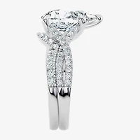 Signature By Modern Bride (F-G / Vs2-Si1) Womens 3 1/2 CT. T.W Lab Grown White Diamond 10K Gold Pear Side Stone Bridal Set