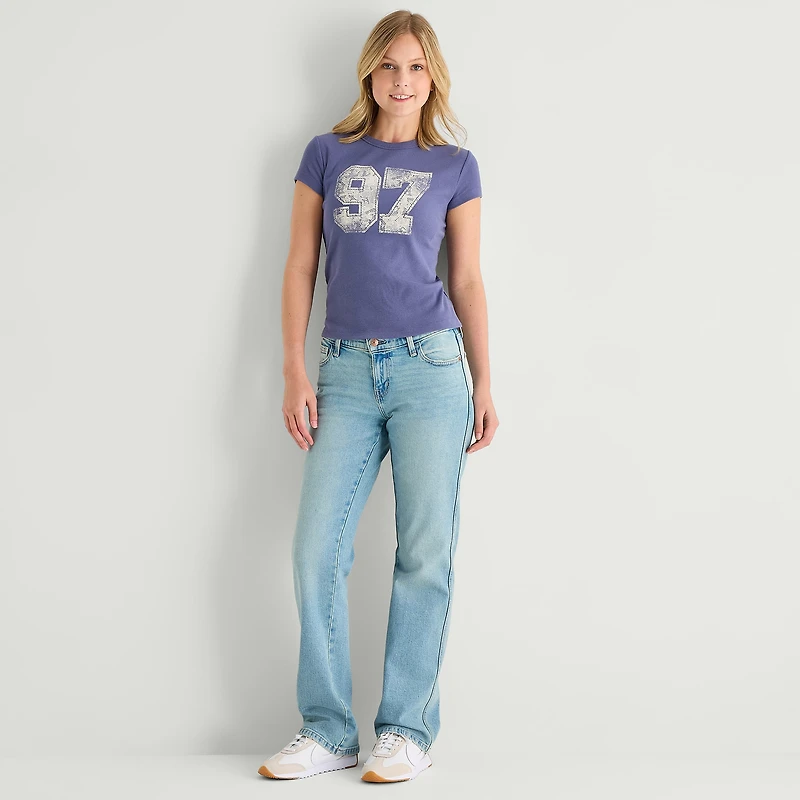 Arizona Womens Juniors Low Rise Straight Leg Jean