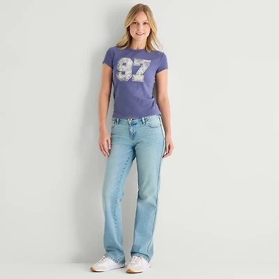 Arizona Womens Juniors Low Rise Straight Leg Jean