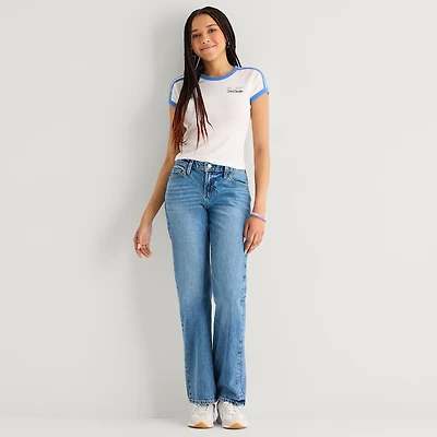 Arizona Womens Juniors Low Rise Straight Leg Jean