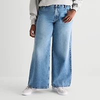 Arizona Womens Juniors Plus Low Rise Baggy Fit Jean