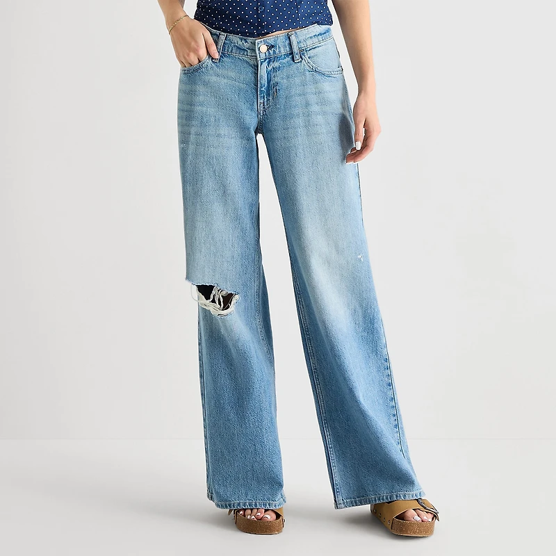 Arizona Womens Juniors Low Rise Baggy Fit Jean