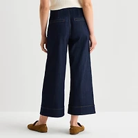 St. John's Bay Womens High Rise Cropped Wide Leg Jean