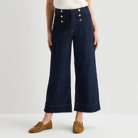St. John's Bay Womens High Rise Cropped Wide Leg Jean
