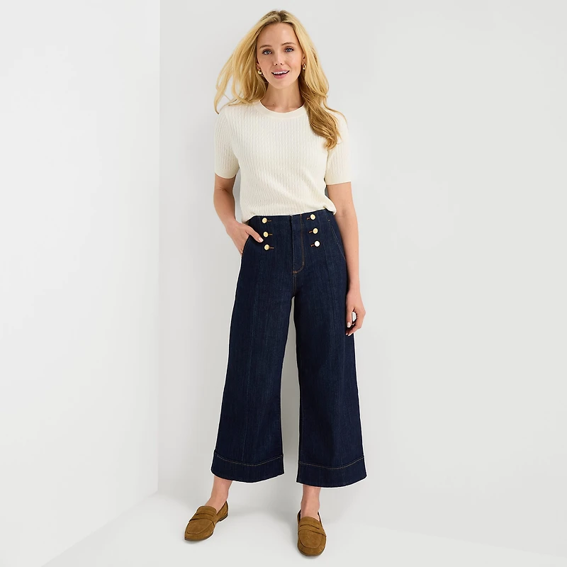 St. John's Bay Womens High Rise Cropped Wide Leg Jean