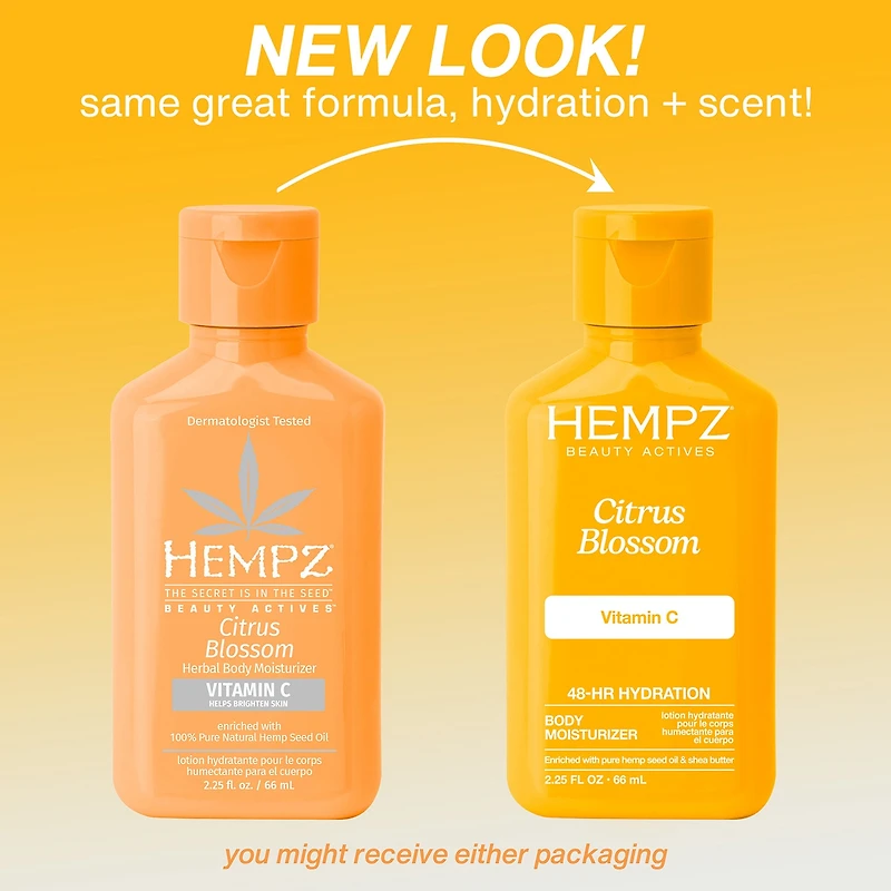 Hempz Mini Citrus Blossom Herbal Body Moisturizer With Brightening Vitamin C 2.25 Oz.